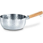 Casserole inox professionnel avec poignée en bois - 18cm avec couvercle