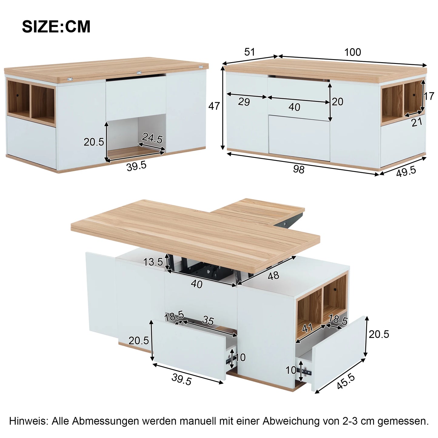 Table basse en bois blanche -