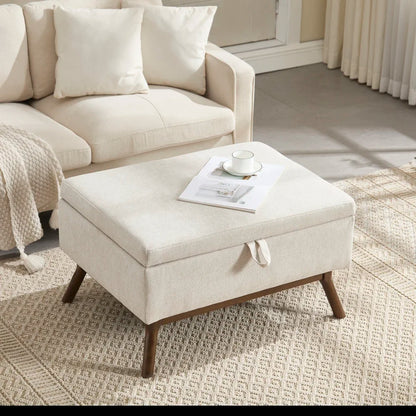 Table basse carré avec compartiment de rangement simple - Table basse Beige + Lain