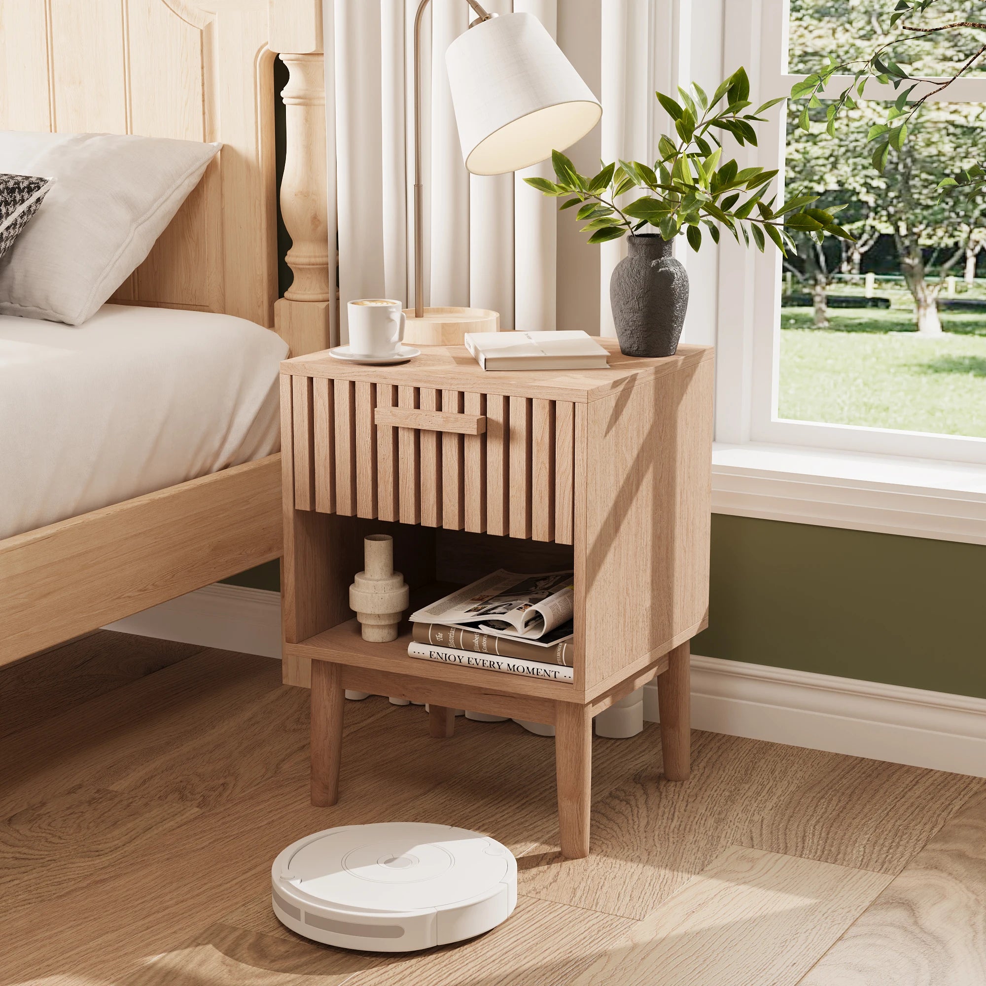 Table de nuit moderne en bois 2 ensembles -