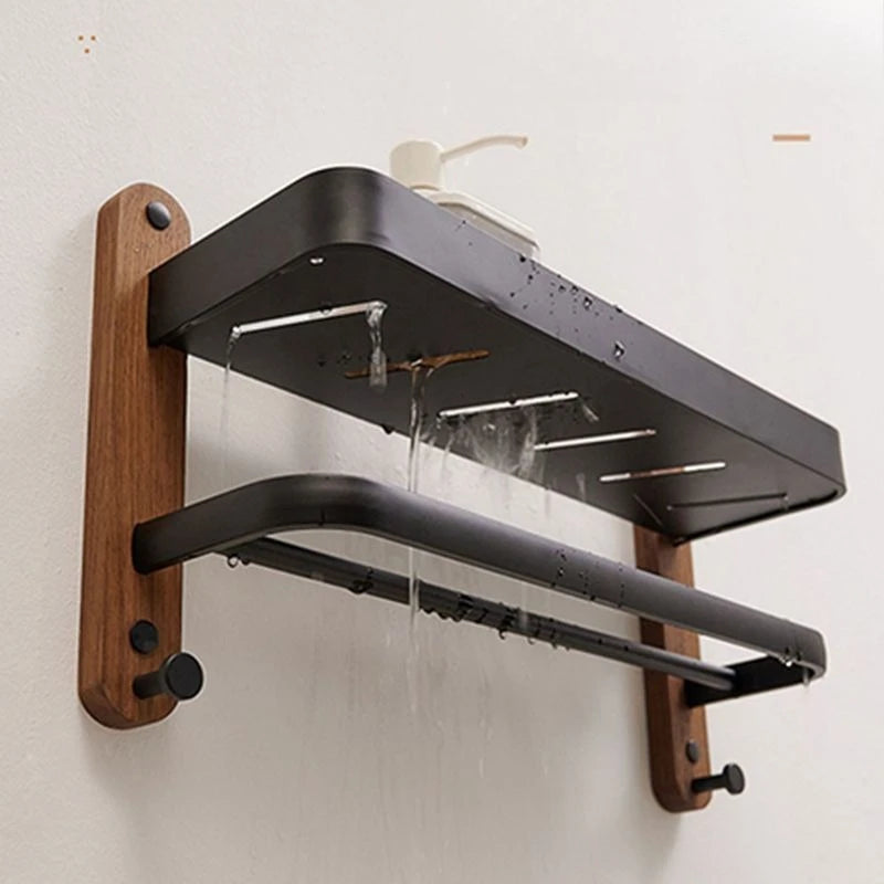 Étagère salle de bain de luxe en bois noyer -