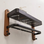 Étagère salle de bain de luxe en bois noyer -