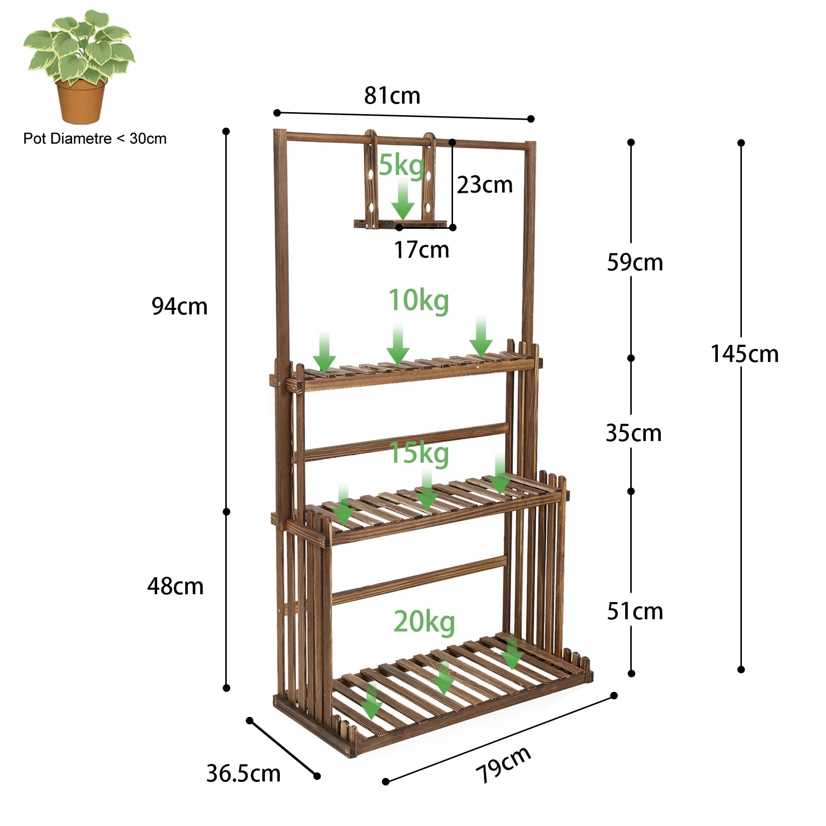 Étagère plante bois à structure robuste -