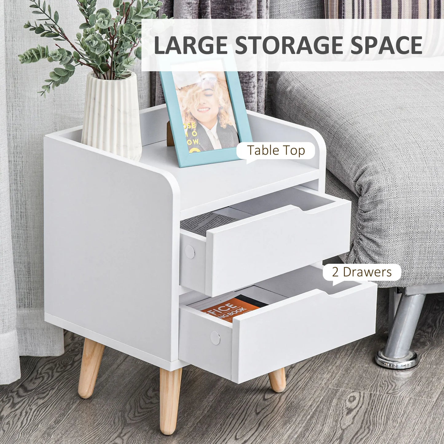 Table de nuit multifonctionnelle blanche -