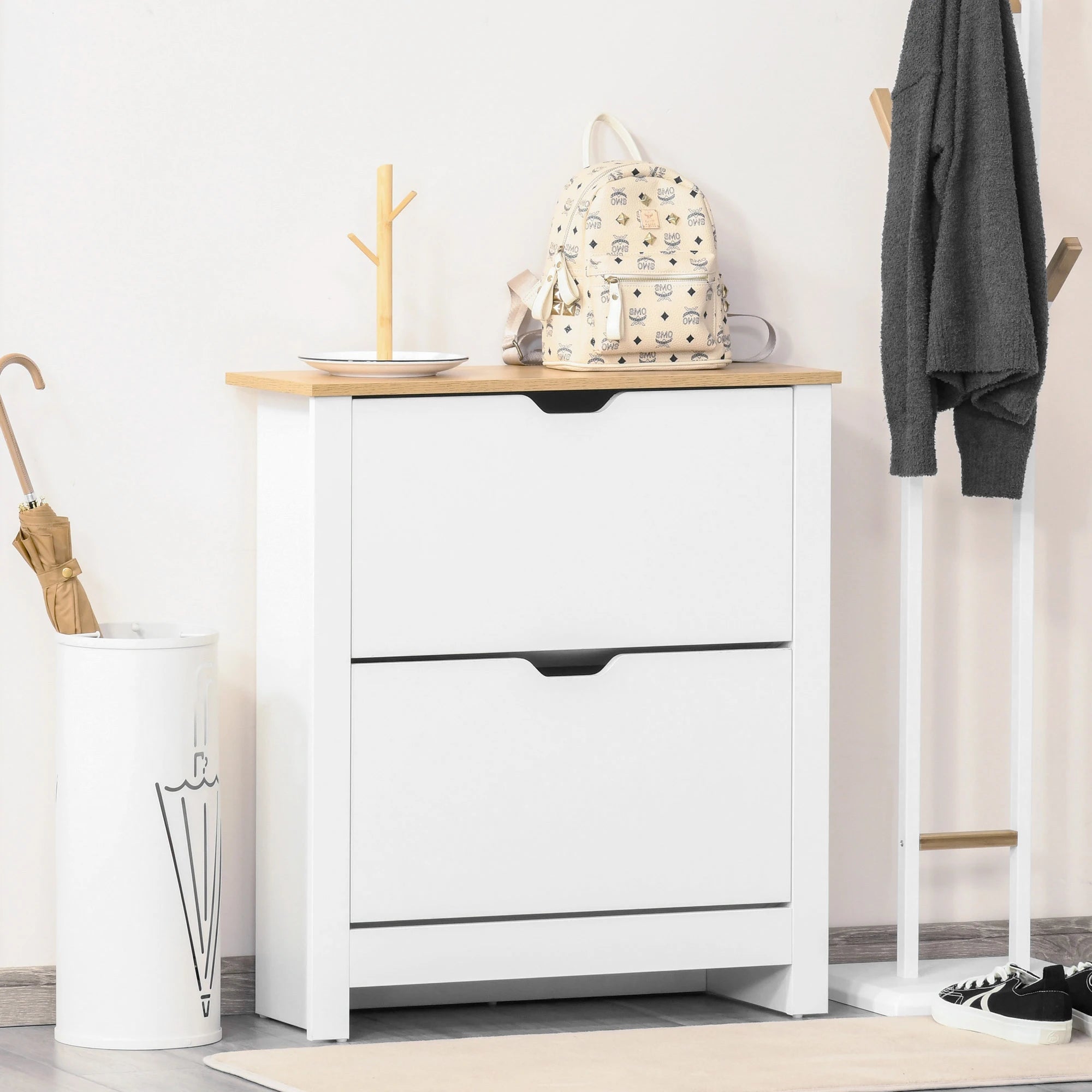 Meuble à chaussure avec 2 compartiments pour 12 pairs de chaussures - Meuble à chaussure