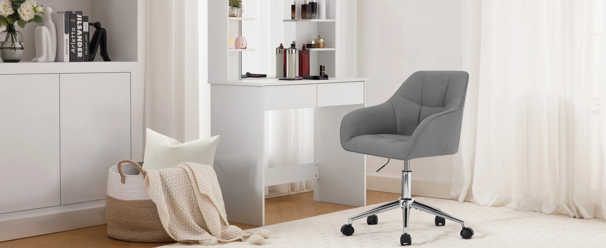 Chaise de bureau pivotante en velours -