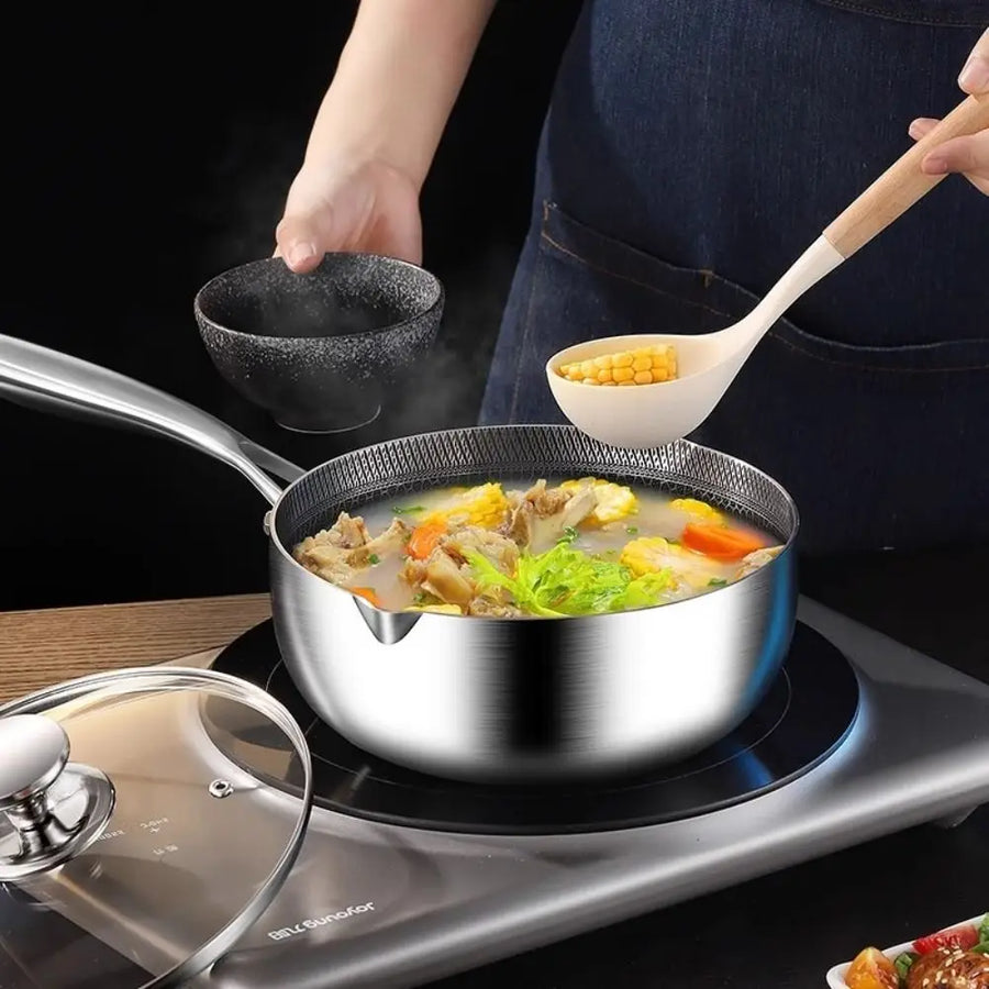 Casserole inox avec couvercle