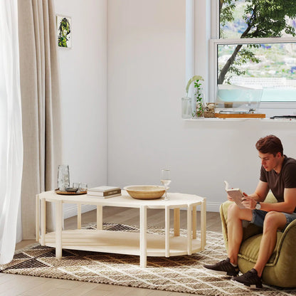 Table basse bois double plateau -