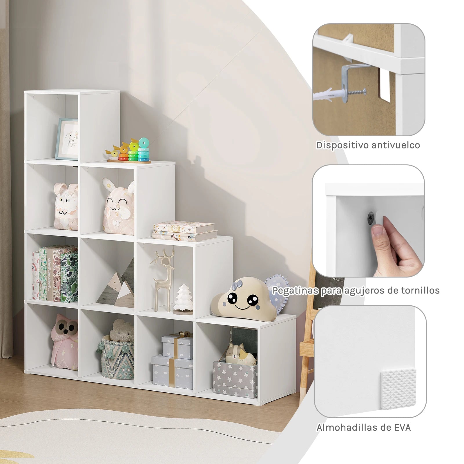 Meuble de rangement escalier cubique 120 x 120 x 30 cm -