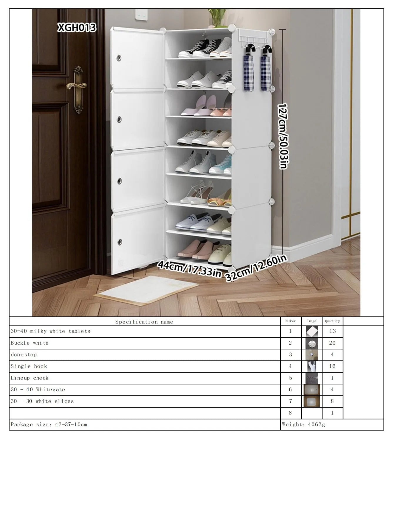 Meuble à chaussure avec porte de style armoire - G
