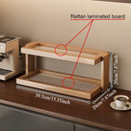 Étagère café retro d'angle en bois massif - Café 2 couches