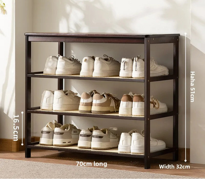 Meuble à chaussure bas d'entrée en bois massif - 4 étages-70cm