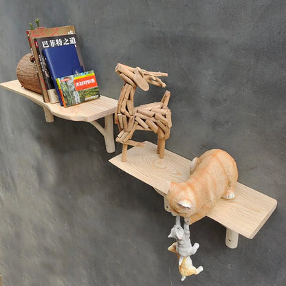 étagère murale à forme de planche et branche suspendue -