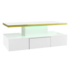 Table basse rectangulaire moderne et brillante avec éclairage LED -