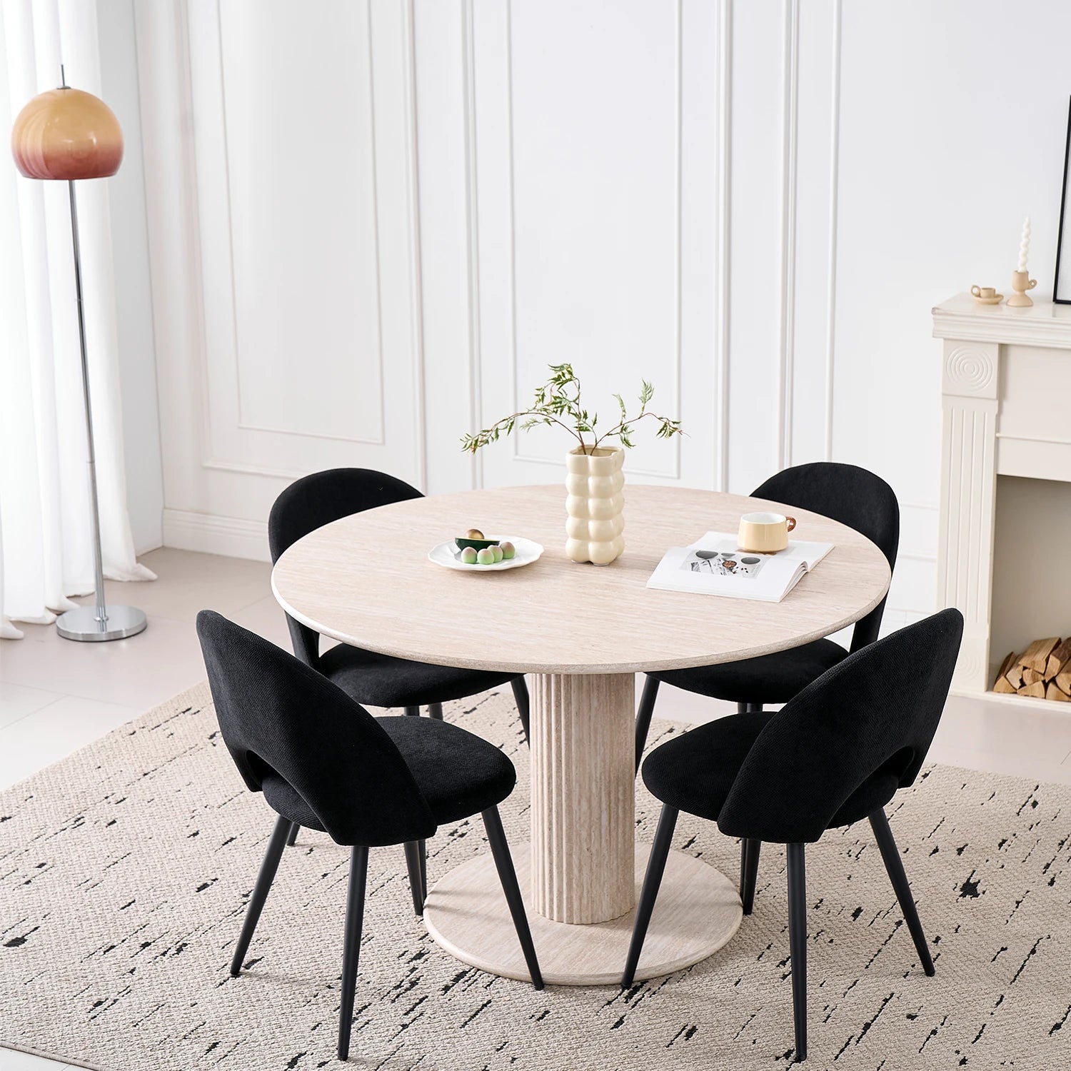 Chaise salle à manger lot de 4 à dossier creux -