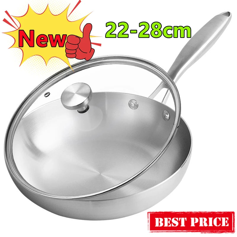 Poêle inox Professionnel de qualité disponible en 22cm 24cm 26cm 28cm -
