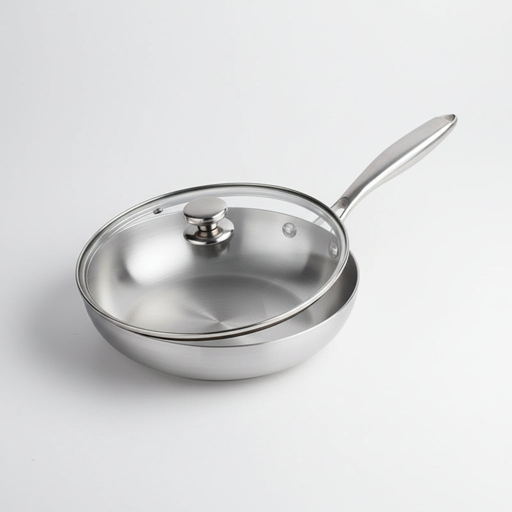 Poêle inox Professionnel de qualité disponible en 22cm 24cm 26cm 28cm -