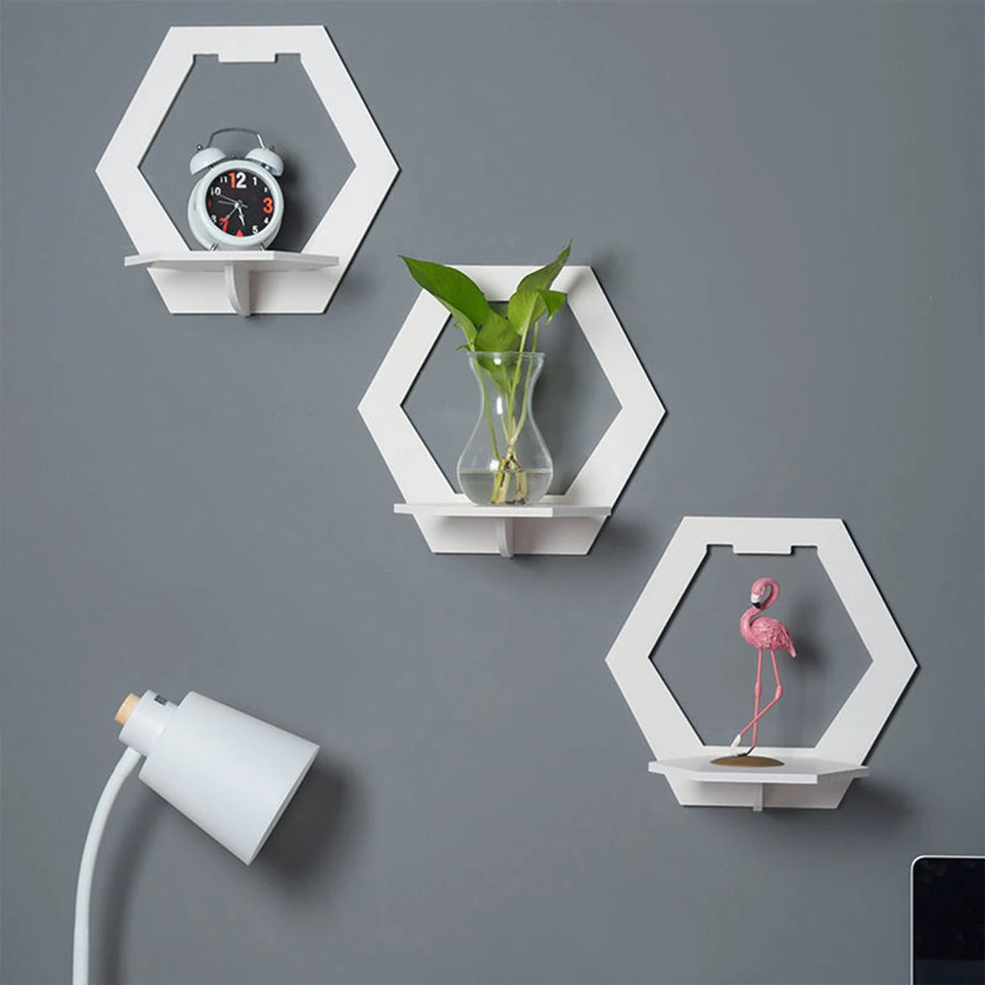 étagère murale flottante hexagonale 3 à 15Pcs -