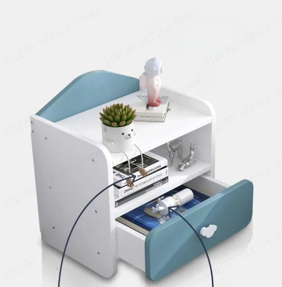 Table de nuit pour enfants à doubles tiroirs -