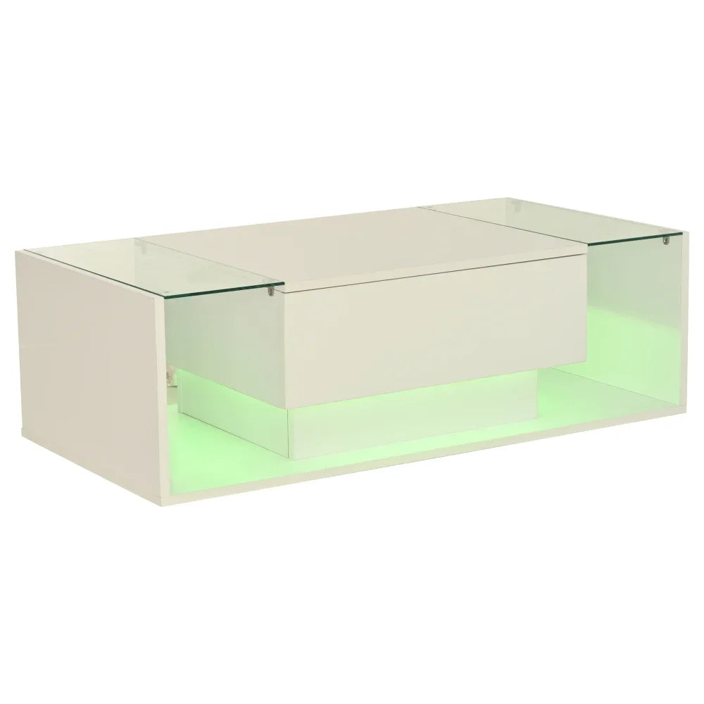 Table basse verre et led lumineuse - 100 x 50 x 31cm -