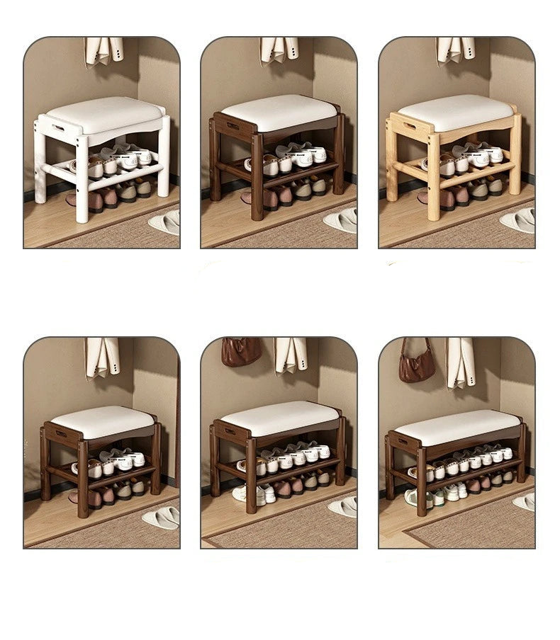 Meuble à chaussure en bois avec tabouret pour l'entrée de la maison -