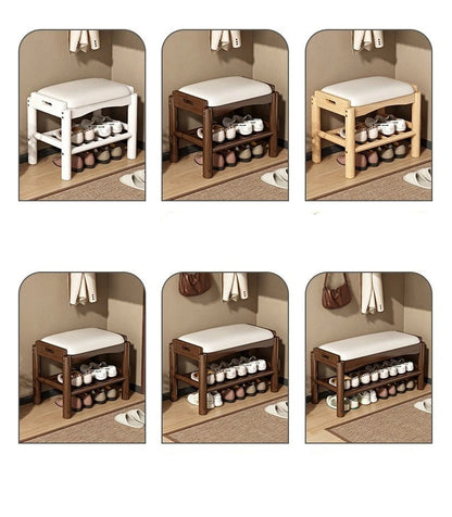 Meuble à chaussure en bois avec tabouret pour l'entrée de la maison -