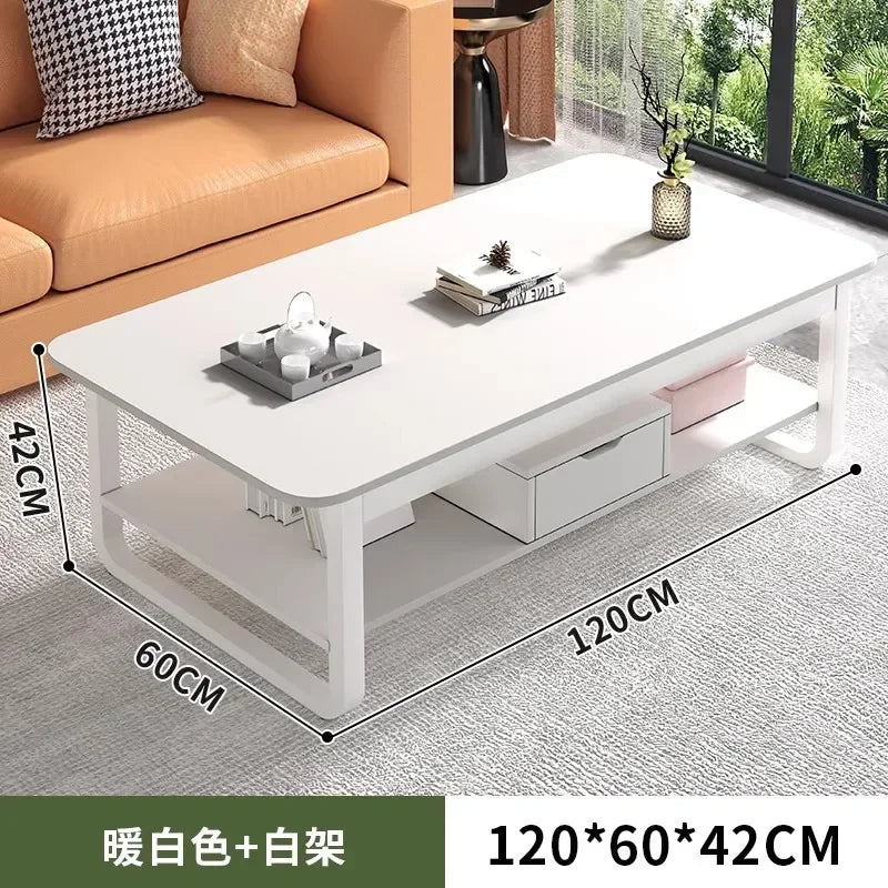 Table basse bois blanc en forme de rectangle - 120cm 1