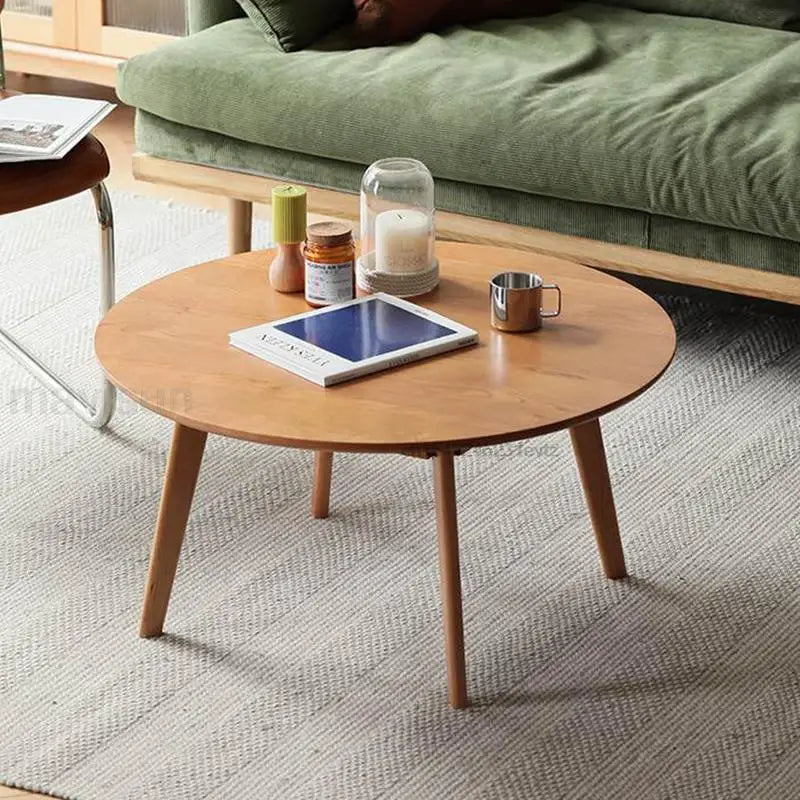 Table basse bois massif ronde de taille moyenne -