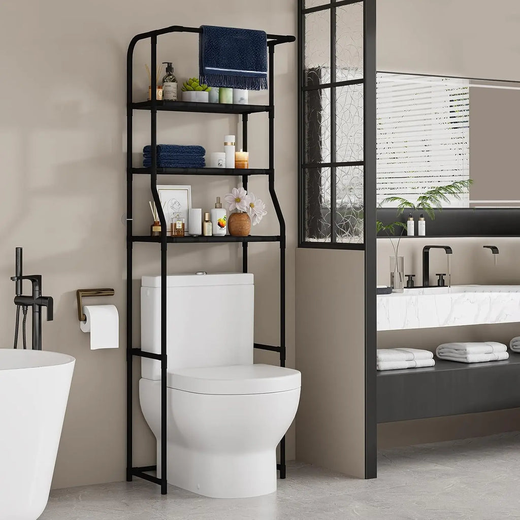 Meuble WC autoportant à 3 niveaux - Noir