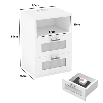 Table de chevet led avec station de recharge -