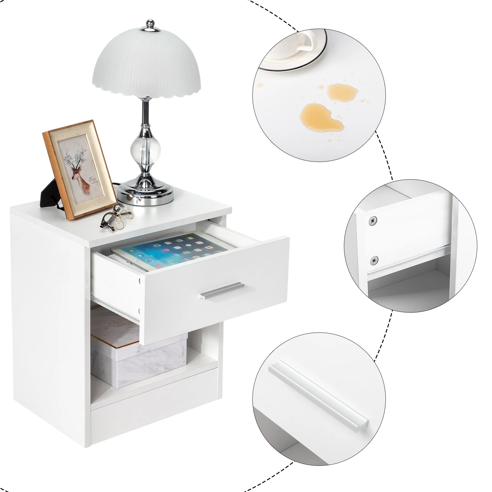 Table de nuit moderne éclatante -