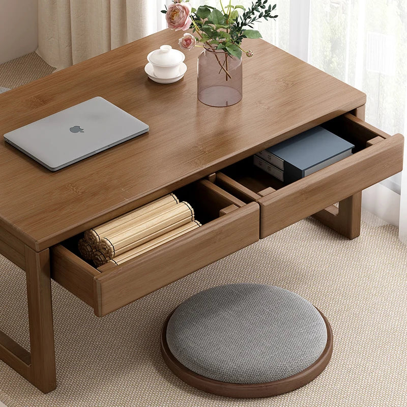 Table basse bureau japonais en bois naturel -