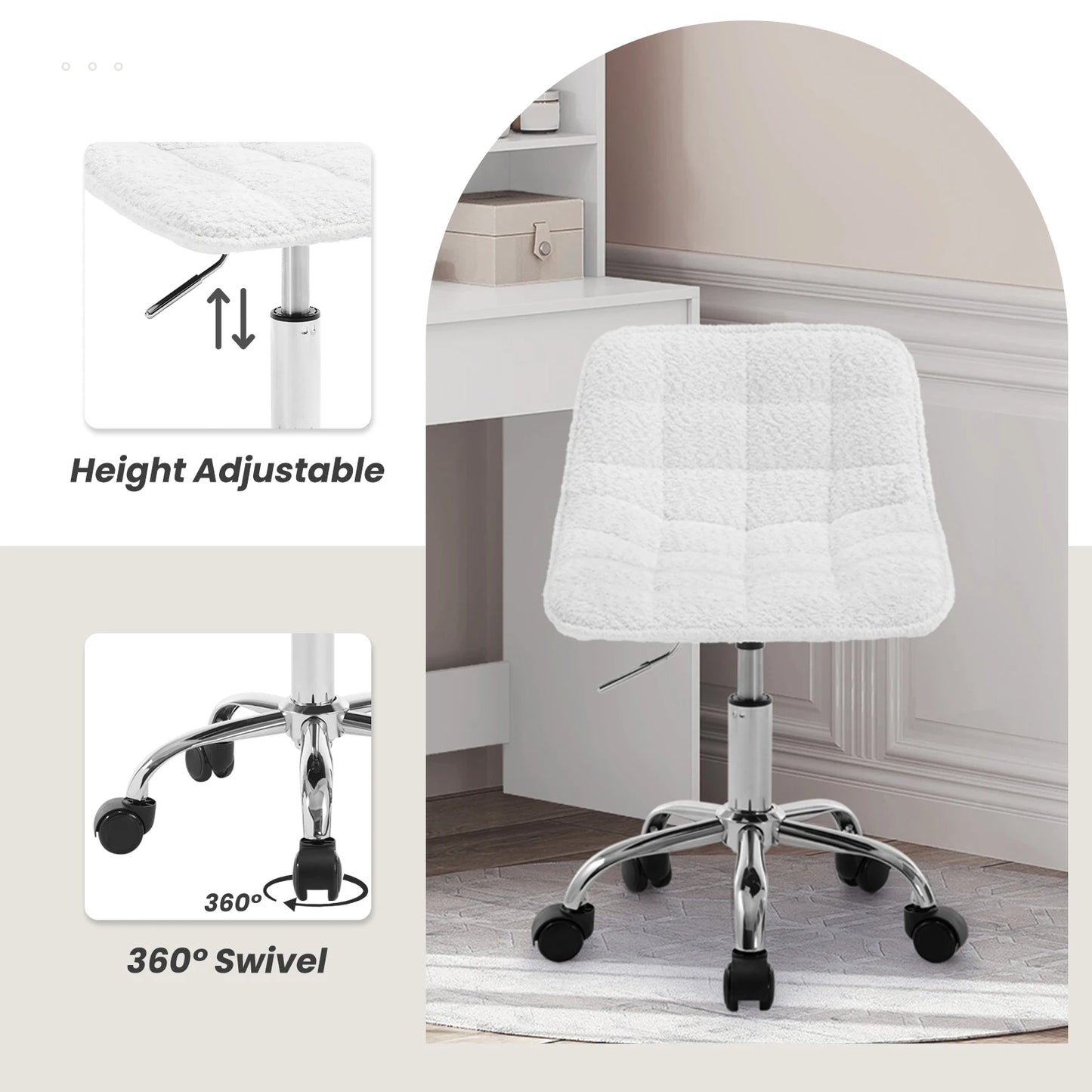 Chaise de bureau sans accoudoirs avec roulette -