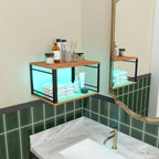 Table de nuit bois clair et métal pour mur à LED -