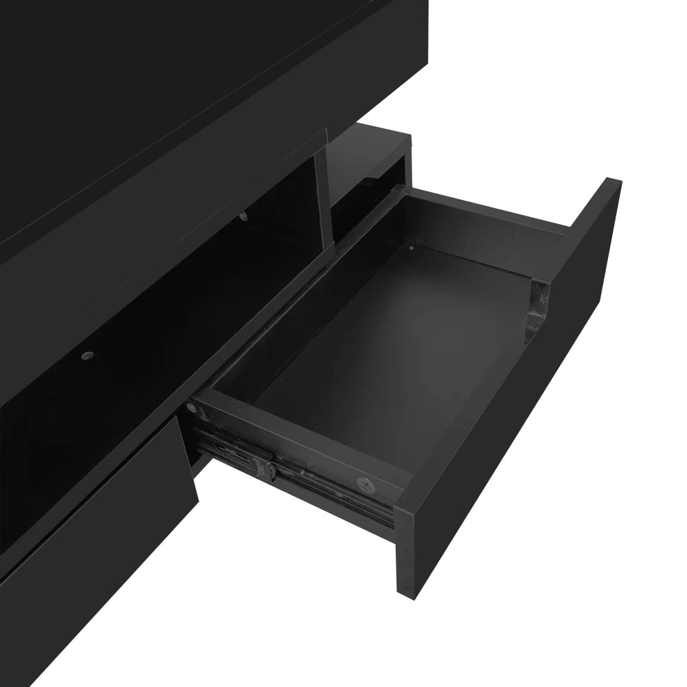 Table basse rectangulaire laquée avec tiroir et LED -