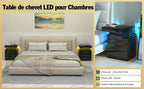 Table de Chevet design noir avec 3 Tiroirs et LED -