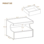 Table de nuit flottante blanche pour chambre - 1 pièce -