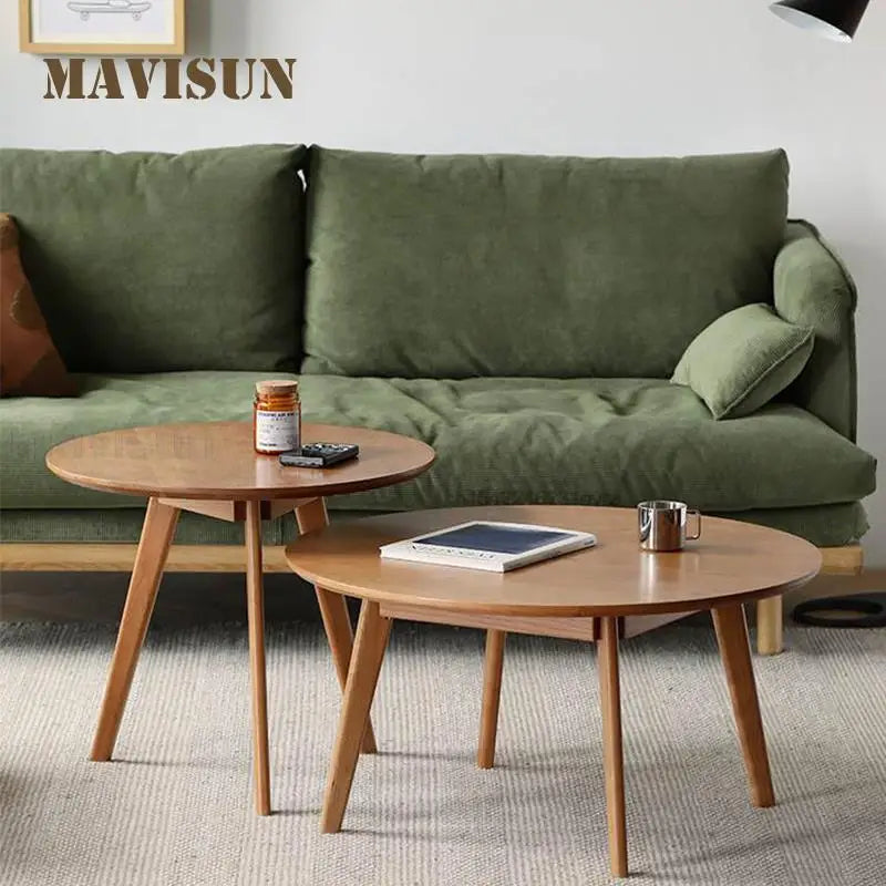 Table basse bois massif ronde de taille moyenne -