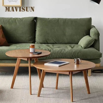 Table basse bois massif ronde de taille moyenne -