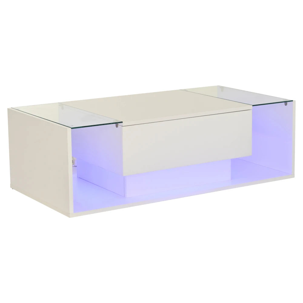 Table basse verre et led lumineuse - 100 x 50 x 31cm -
