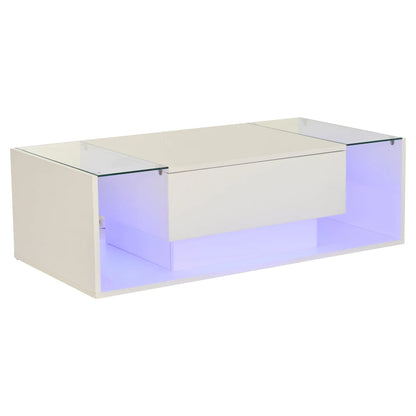 Table basse verre et led lumineuse - 100 x 50 x 31cm -