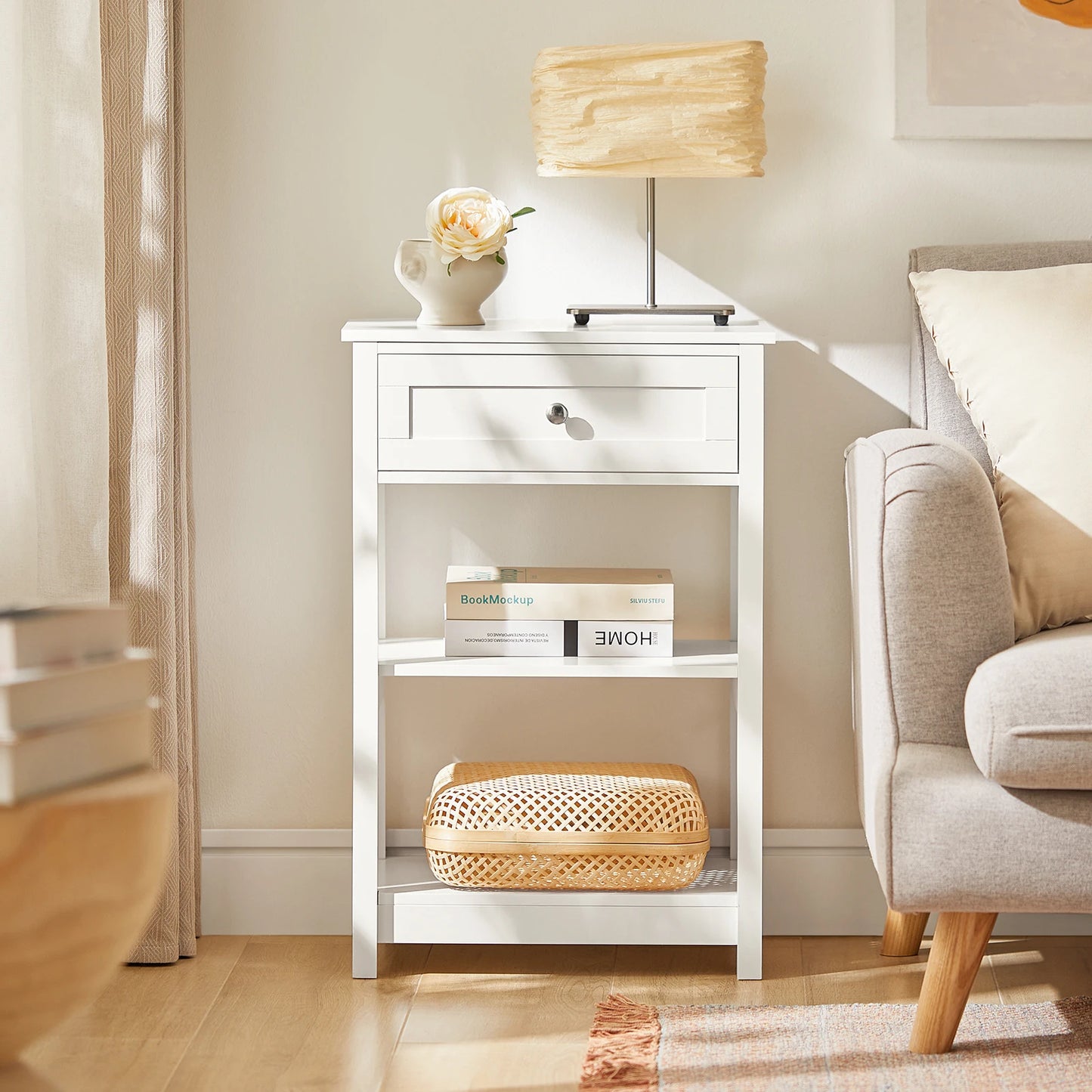 Table de nuit bohème 3 étagères 45x69x30cm -