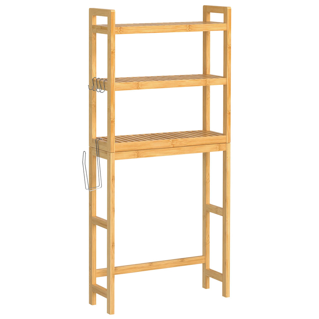 Meuble WC en bois compatible avec la plupart des toilettes - Beige Naturel Meuble WC