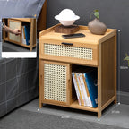 Table de nuit rangement rétro de couleur marron - A - 1 Tiroir