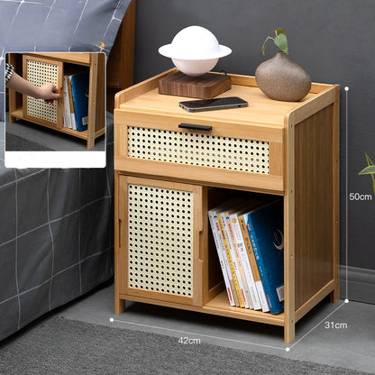 Table de nuit rangement rétro de couleur marron - A - 1 Tiroir