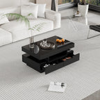 Table basse rectangulaire laquée avec tiroir et LED -