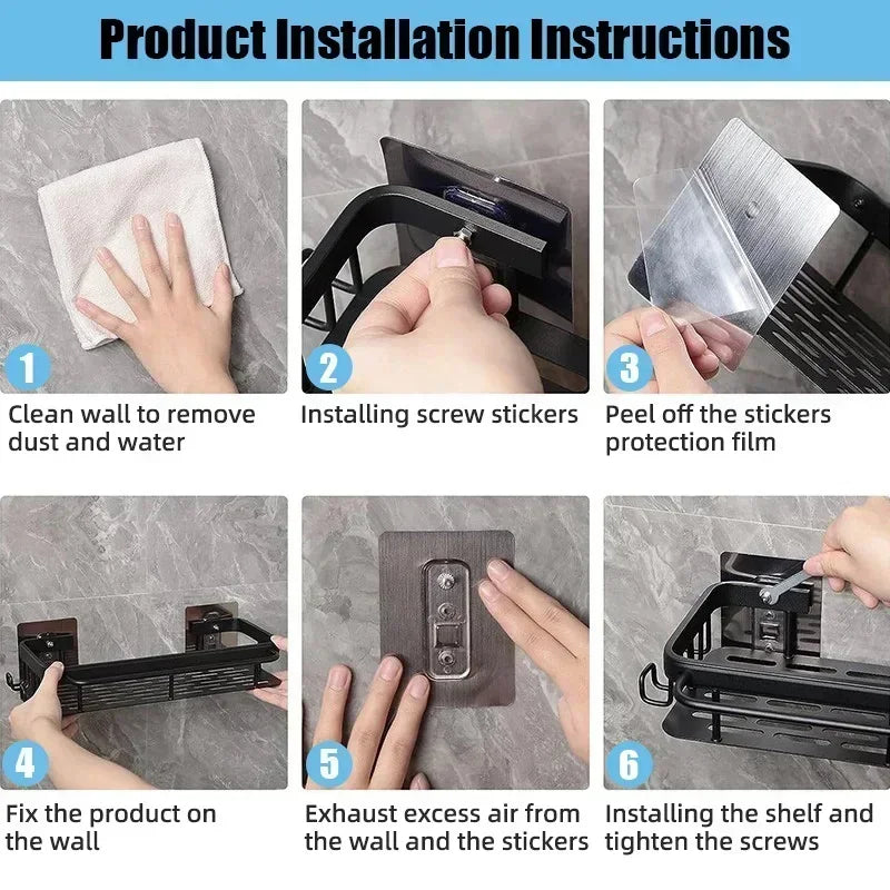 Mini étagère salle de bain à alliage d'aluminium -