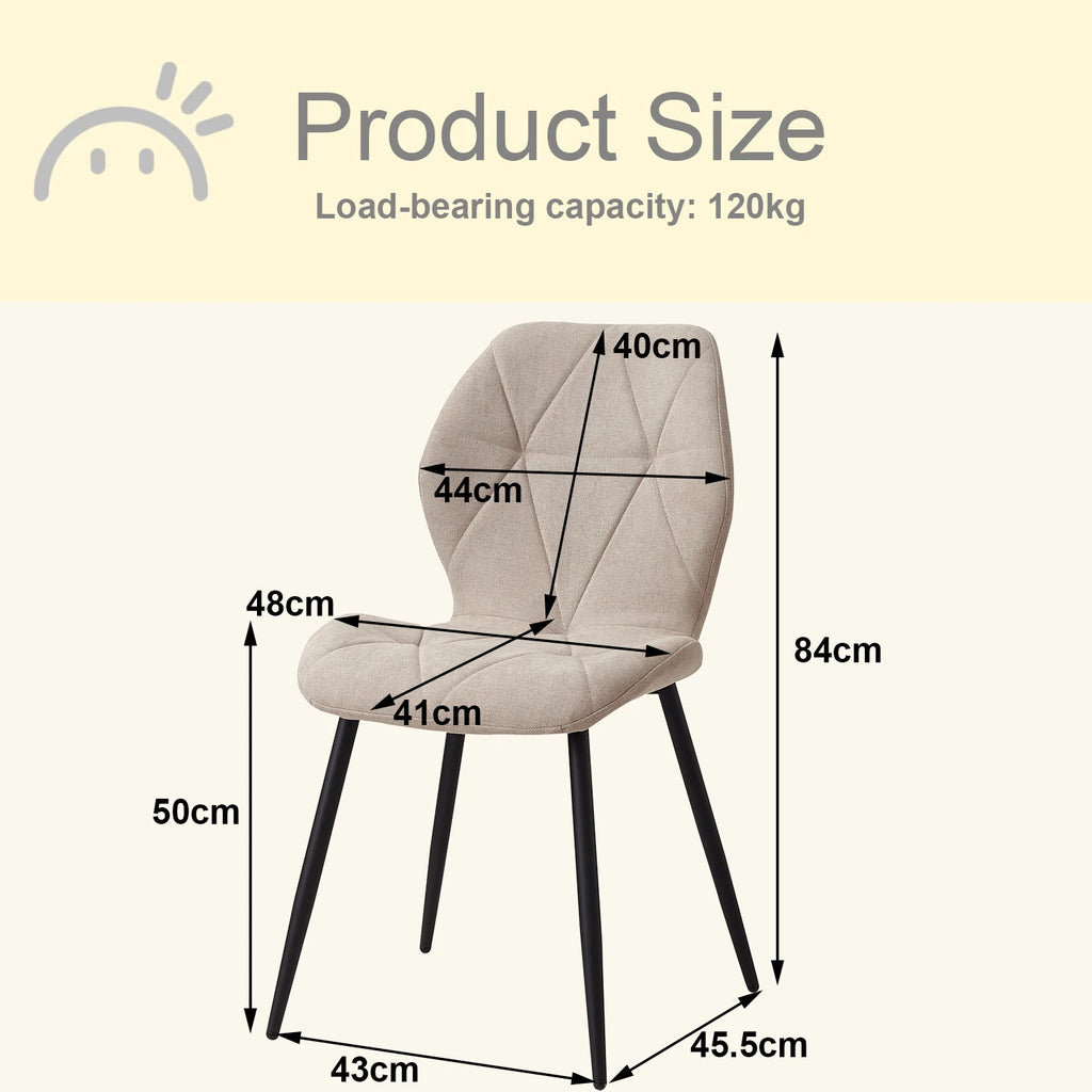 Chaise salle à manger marron / Beige / Vert en lin par lot de 2/4/6 pièces -