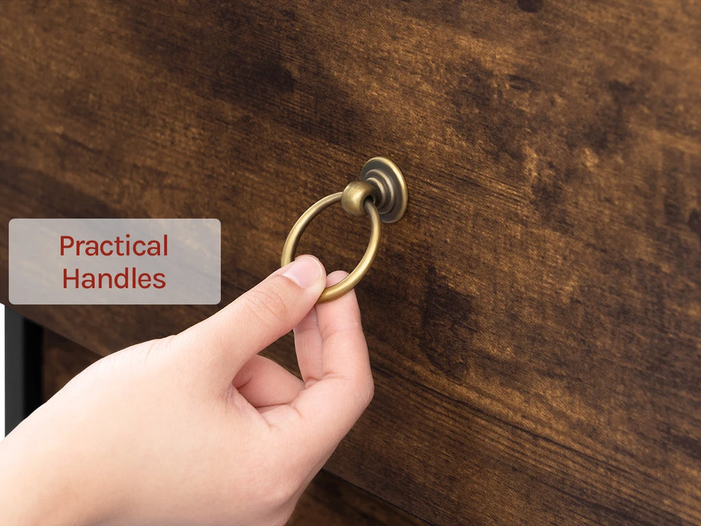 Meuble de rangement vintage marron à structure métallique -