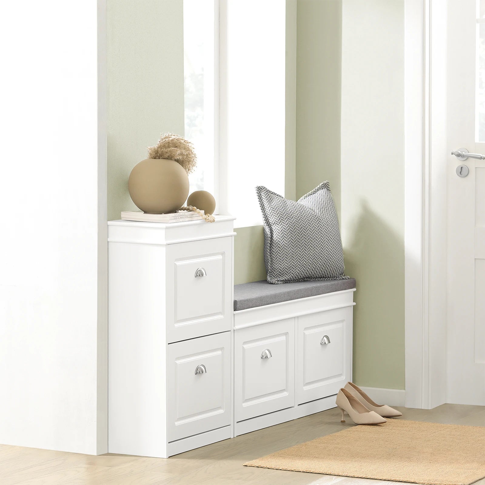 Meuble à chaussures 2 étages à rabats avec rangements -